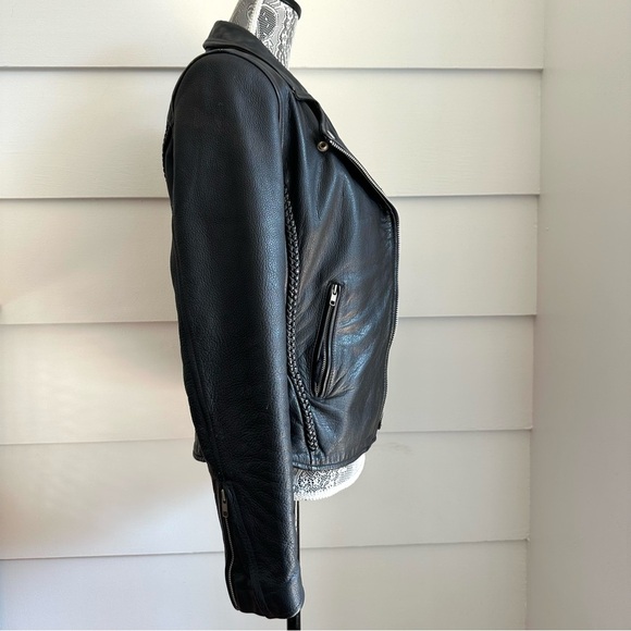 Vintage Black Leather Biker Jacket Soft Leather Insulated size Small - Picture 4 of 12
